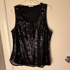 Zeagoo Black Sequin Tank Top